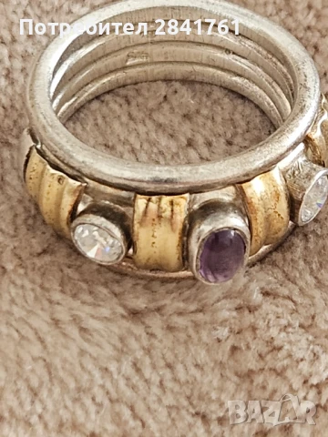 Пръстен сребро и злато, снимка 4 - Пръстени - 50706424