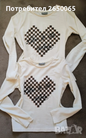 Комплект блузки "СЪРЦА" за мама и дъщеря!, снимка 2 - Детски Блузи и туники - 52937473
