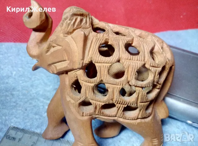 АФРИКАНСКО ДЪРВЕНО СЛОНЧЕ Стара ФИГУРКА ФИНА РЪЧНА МАЙСТОРСКА АЖУРНА ИЗРАБОТКА ДЪРВОРЕЗБА 38116, снимка 8 - Колекции - 47685610