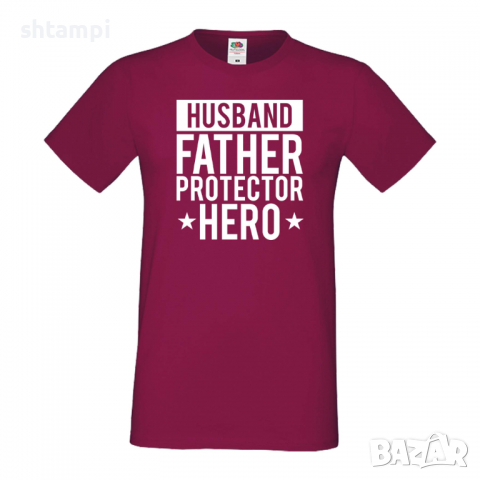Мъжка тениска Husband Daddy Protector Hero Баща, Дядо,Празник,Татко,Изненада,Повод,Рожден ден, Имен , снимка 3 - Тениски - 36504432