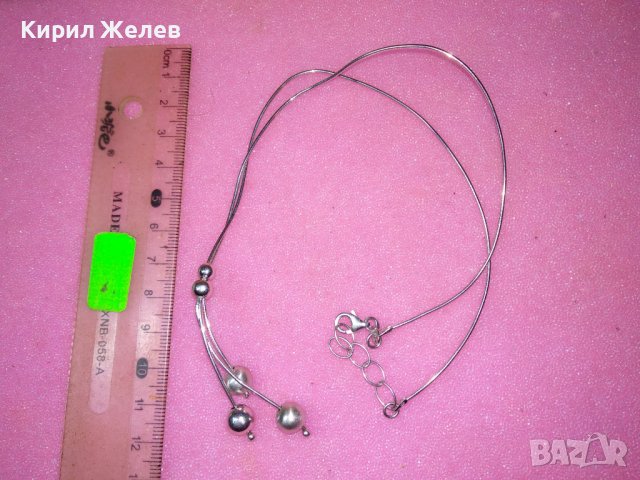 ИТАЛИАНСКО НЕЖНО СРЕБЪРНО КОЛИЕ СРЕБРО 925 с БЯЛА ПОЗЛАТА 43231, снимка 3 - Колиета, медальони, синджири - 44394080