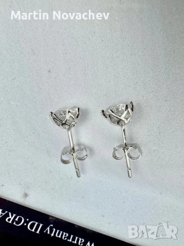 Сребърни обеци с мойсанит (Диамант) 0.5 карата, снимка 7 - Обеци - 53889248