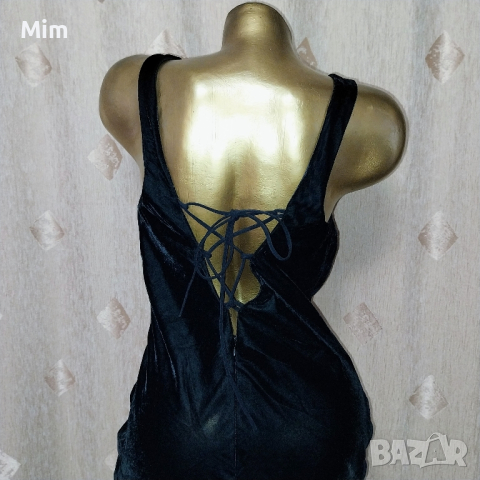 ASOS S Черна къса рокля с гол гръб , снимка 5 - Рокли - 44579995