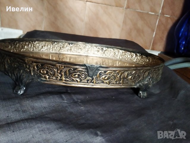 посребрен метален съд арт деко, снимка 3 - Антикварни и старинни предмети - 31409057