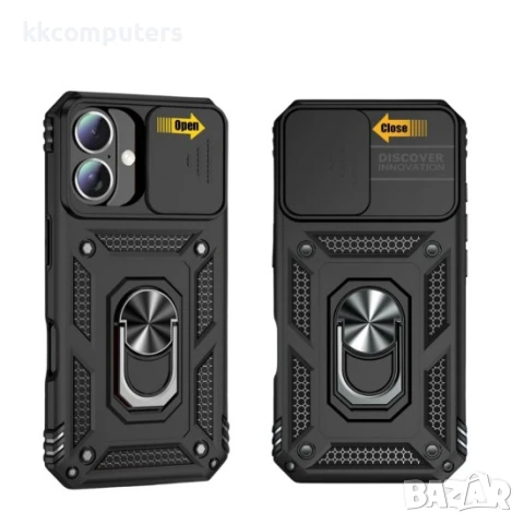 Силиконов твърд кейс bSmart Defender Slide и Протектор, За Samsung Galaxy S25 Edge, Черен, снимка 2 - Калъфи, кейсове - 50639475