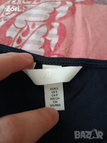 Черна тениска H&M - размер S, снимка 2 - Тениски - 56235073