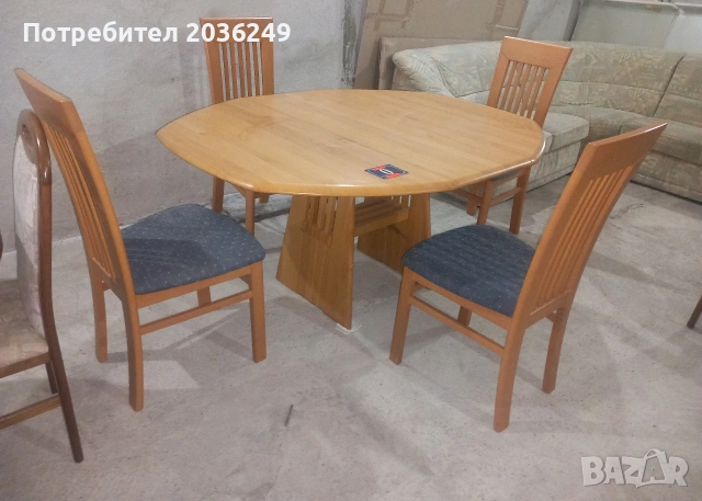 Комплект масивна разтегателна маса с 4 стола