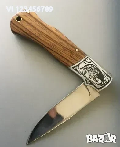 Руски сгъваем джобен нож с калъф ТИГР 90Х20 мм ,сталь 65х13, снимка 4 - Ножове - 50854208