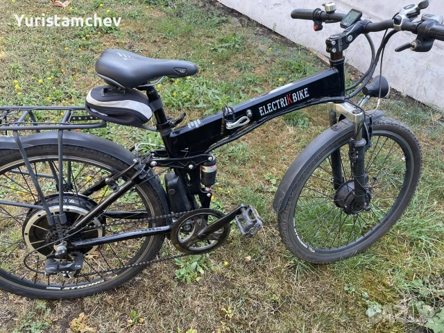 Електрическо колело с нова батерия, згъваемо ръчна газ,асистенция импулсно подаване багажник и килом, снимка 5 - Велосипеди - 55797598