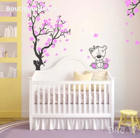 Стикер за стена Комплект"Пролетни клончета с мече"  , снимка 4 - Декорация за дома - 48006985