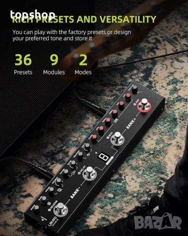 Чисто нов LEKATO Мултифункционален китарен ефект / педал с 36 пресета, редактируеми 4 модула..., снимка 5 - Ресийвъри, усилватели, смесителни пултове - 51572598