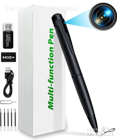 64GB Шпионска камера Скрита камера Камера с писалка Ultra HD1080P