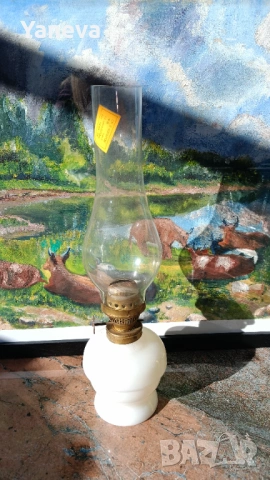 Порцеланова, българска, стара газена лампа от СОЦА. , снимка 6 - Настолни лампи - 53074607