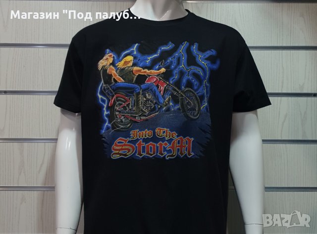 Нова мъжка тениска с трансферен печат Into The Storm, мотористи, светкавици