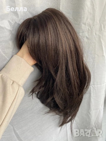 НОВА Кафява естествена перука! 100% високо качество