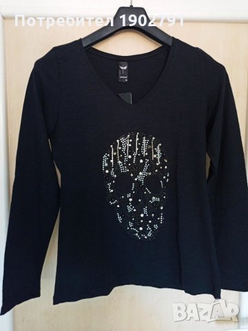 Дамска блуза с череп, снимка 2 - Блузи с дълъг ръкав и пуловери - 31597635