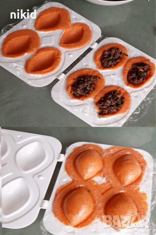 Кнедли Кюфте кюфтета пластмасова форма с плънка 4 гнезда уред равиоли пелмени , снимка 3 - Форми - 37095956