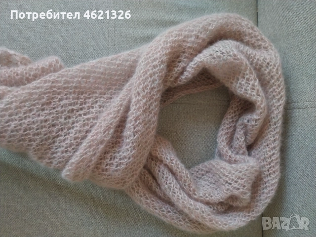 Шал наметка, 65/175 см, копринен мохер, ръчна изработка, нов, лек и топъл,роза и салвия, огледалце, снимка 5 - Други - 52520725