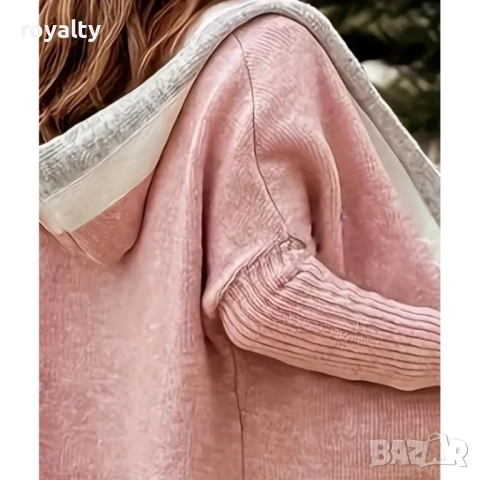 Розова дълга жилетка с качулка, снимка 4 - Жилетки - 52162910