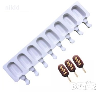 8 малки ескимо сладолед Popsicle Попсикъл молд силиконова форма калъп за направа на десерти, снимка 3 - Форми - 30890631