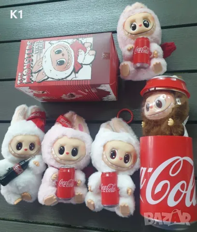 Labubu Coca Cola играчка 17см, Плюшена играчка Лабубу Кока Кола ключодържател