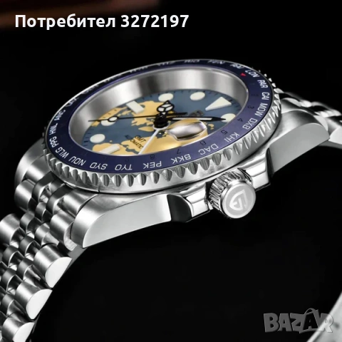 PAGANI DESIGN автоматичен часовник с Японски механизъм SEIKO NH34 GMT,стъкло сапфир,водоустойчив, снимка 4 - Мъжки - 45695170