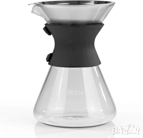 1бр/ Стъклена кана с метален филтър BEEM Classic Selection Pour Over (до 6 чаши), снимка 7 - Други - 51974699
