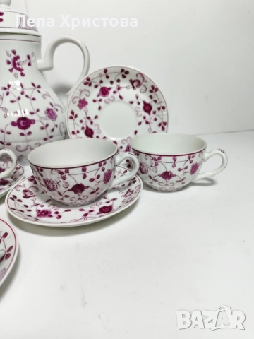 Сервиз за чай от фин порцелан August Warnecke, снимка 5 - Сервизи - 52655241