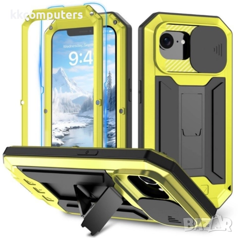 iPhone 16e R-JUST Metal Back Cover /Tempered Glass Удароустойчив Калъф и Протектор, снимка 3 - Калъфи, кейсове - 52687550