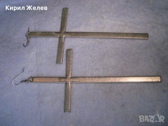 ПОСРЕБРЕНИ МОДНИ ГОЛЕМИ КРЪСТОВИДНИ АРТ ОБЕЦИ с ФАСЕТИРАНИ КРИСТАЛИ 27522, снимка 4 - Обеци - 36901719