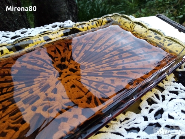 Винтидж плато кехлибар, снимка 2 - Чинии - 52497956