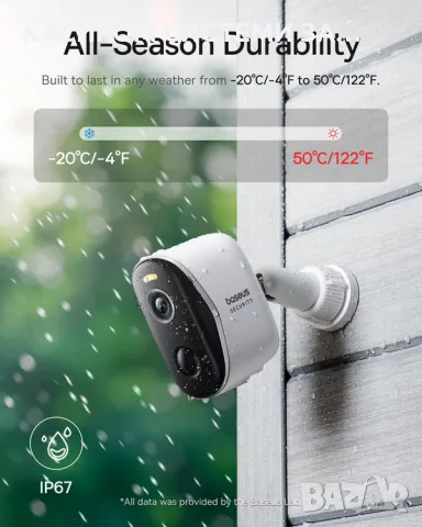 BASEUS Смарт камера външна Security N1, 2K, 16GB EMMC, WiFi (2-камери + HomeStation Kit, снимка 13 - IP камери - 56314337