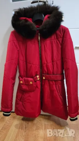Червено зимно яке с колан!, снимка 2 - Якета - 49089727