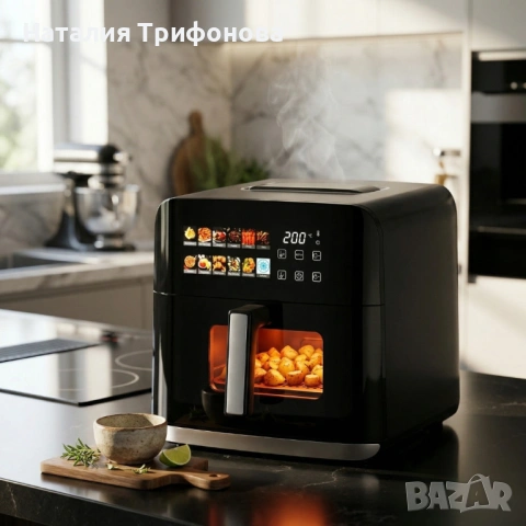 Еърфрайър Oliver Voltz OV51980CF, 1800W, 8 литра, Двоен нагревател, 12 Програми, LED дисплей и прозо, снимка 5 - Други стоки за дома - 54168879