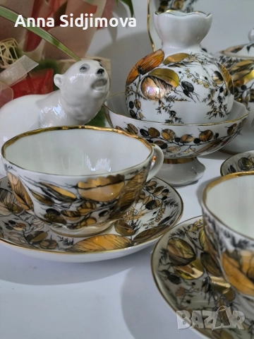Руски порцелан ЛФЗ сервиз за чай , снимка 6 - Сервизи - 51673920