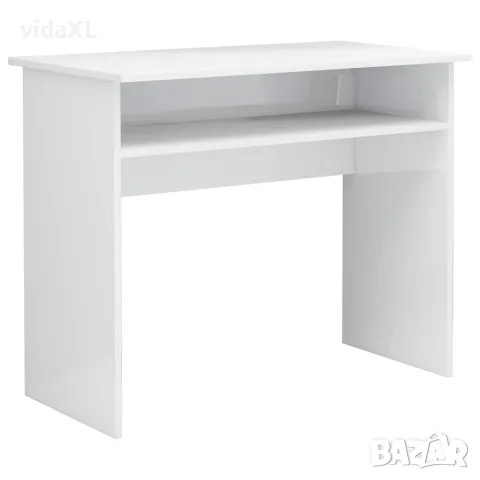 vidaXL Бюро, бял гланц, 90x50x74 см, инженерно дърво