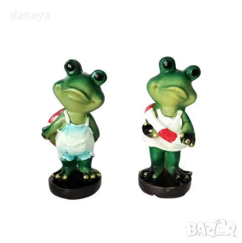 5722 Мини декорация за градина статуетка Жаба с летни дрехи, 12см, снимка 4 - Декорация за дома - 49336161