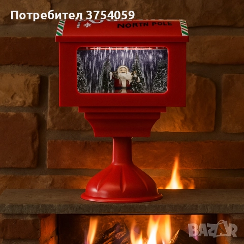 Музикална пощенска кутия „Santa North Pole“ с ефект на падащ сняг