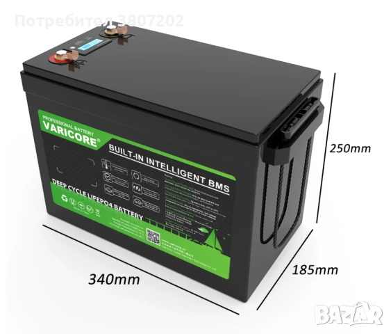 12.8V 340Ah LiFePO4 батерия с 12V 4s BMS, снимка 2 - Друга електроника - 53144057