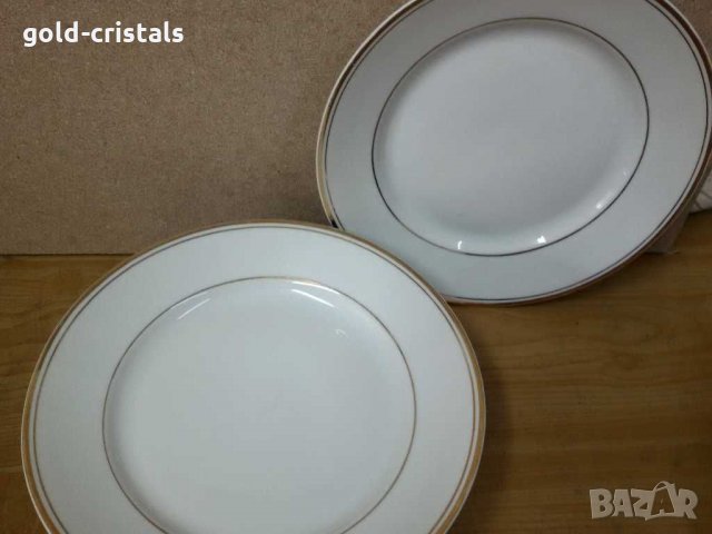 Стар български порцелан с златен кант чинии, снимка 7 - Антикварни и старинни предмети - 29216734