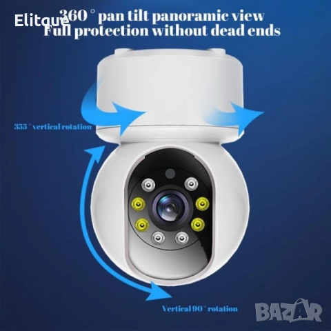 Камера 360° WiFi охранителна, с 2MP, 2-посочно аудио и нощен цвят – Идеалният бебефон за вашия дом, снимка 2 - Друга електроника - 52753300