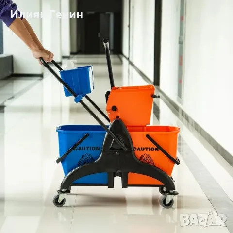 Професионална количка за почистване с 2 x 26L кофи, снимка 5 - Обзавеждане за заведение - 55894408