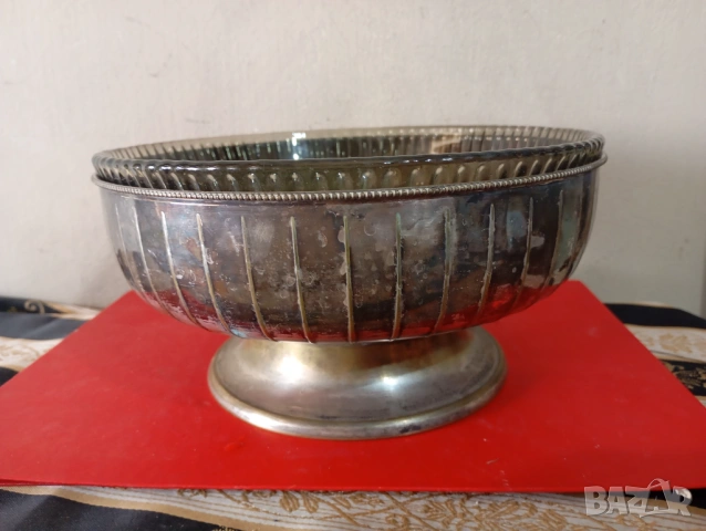 Посребрена купа,фруктиера арт деко 