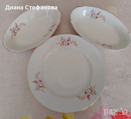 Чинии и солничка български порцелан - 1960-1980, снимка 5 - Чинии - 56113930