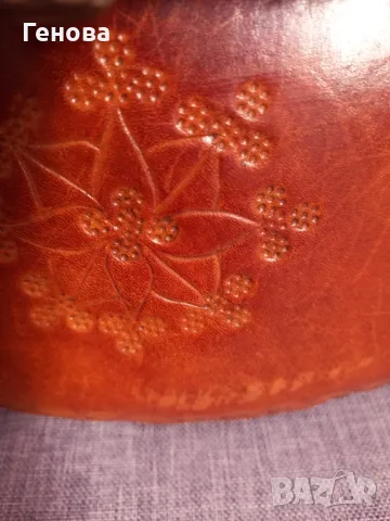 Уникална дамска чанта естествена кожа с закопчалка от рог, снимка 5 - Чанти - 49614598