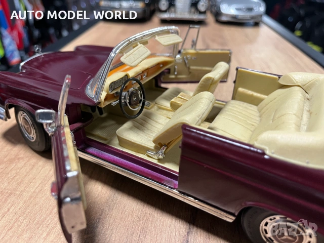 MAISTO колекционерски модел MERCEDES 280SE ROADSTER 1966 г. 1:18, снимка 3 - Колекции - 53155412