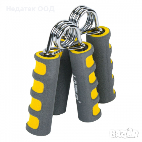 Фитнес хватки за ръце с дръжки от гумирана пяна LiveUp, 2 бр, сив/жълт