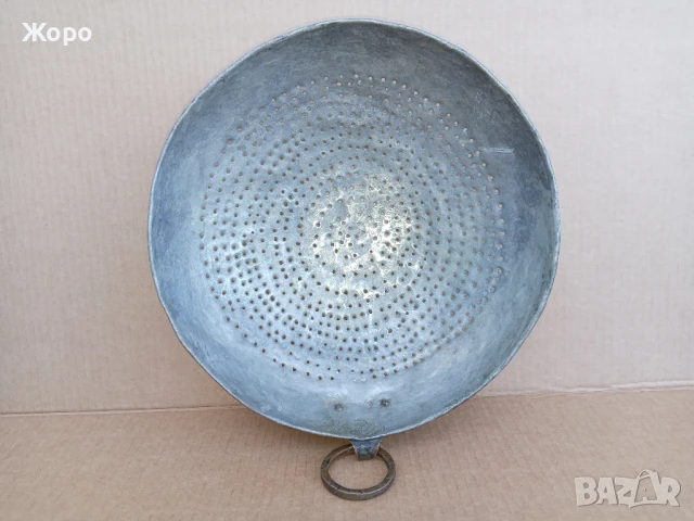 Старинен бакърен гевгир меден съд , бакър цедка, снимка 6 - Други ценни предмети - 50670866