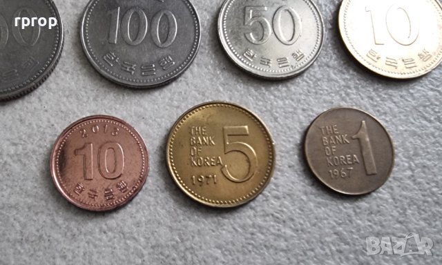  Южна Корея. 1, 5, 10, 10, 50 ,100 и 500 вона. 7 бройки., снимка 3 - Нумизматика и бонистика - 44461760