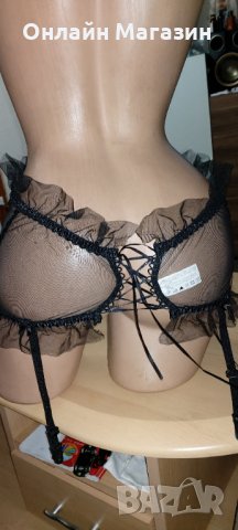 Прашка еротична с бродерия роза + колан с жартиер, снимка 5 - Бельо - 26036435